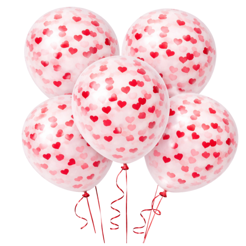 Balony lateksowe z konfetti serduszka czerwone 12 cali 5 szt