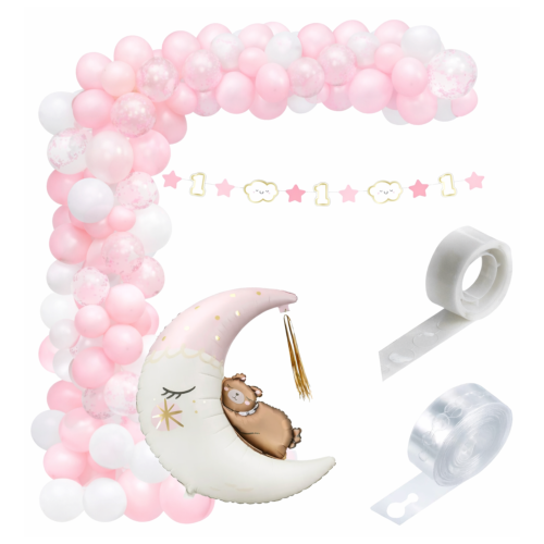 Girlanda balonowa ROCZEK dziewczynki córki zestaw balonów Baner księżyc.png