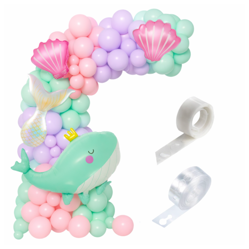 Girlanda balonowa SYRENKA morskie urodziny Wieloryb Ogon Małża Roczek taśma