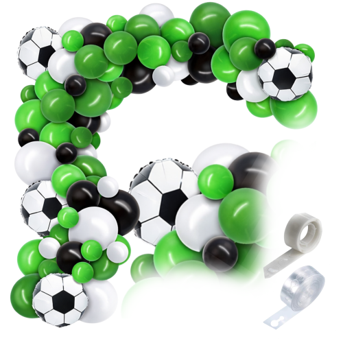 Girlanda balonowa FOOTBALL piłka nożna urodziny chłopca zielona taśma kropki.png
