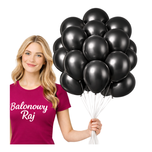 Balony lateksowe czarne metaliczne 10 cali 20 szt