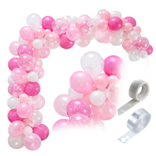 Girlanda balonowa różowa Dzień Kobiet Mamy Balonowy Raj zestaw taśma kropki.png