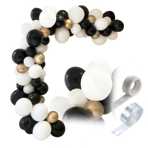 Girlanda Balonowa Czarno złota Zakończenie Roku Sylwester Urodziny TAŚMA