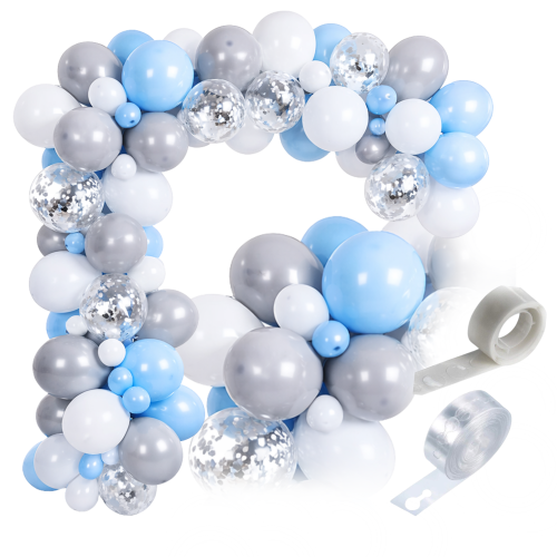 Girlanda balonowa Chrzest Komunia Chłopca błękitna zestaw balonów taśma.png