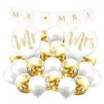 Balony WESELE Rocznica ślubu 33 sztuki Baner Mr Mrs zestaw balonów dekoracje