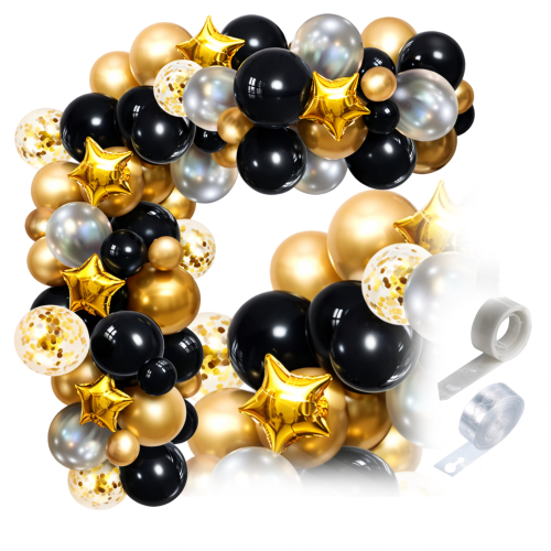 Girlanda balonowa urodzinowa czarna 40stka zestaw balonów Balonowy Raj.png