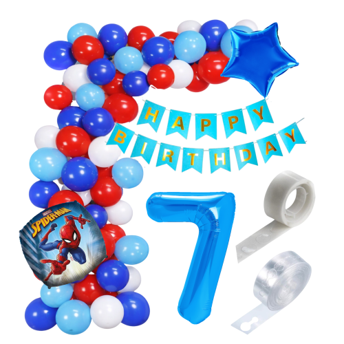 Girlanda balonowa Spiderman z banerem Happy Birthday granatowy Urodziny.png