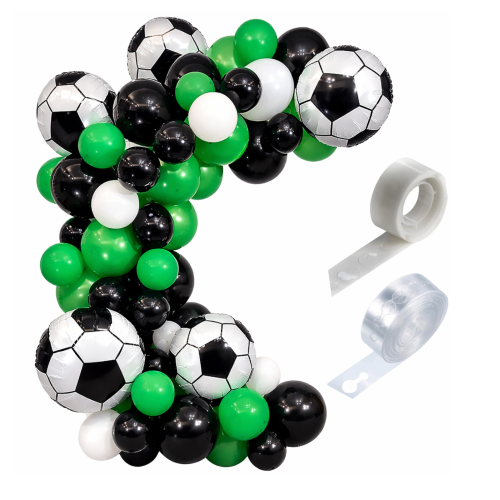 Girlanda urodzinowa FOOTBALL balonowa zielona z piłkami nożnymi zestaw