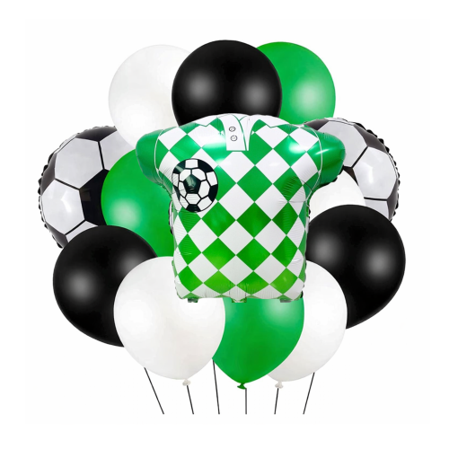 Balony Mecz piłki nożnej mundial Zestaw Kibice zielono białe balony.png