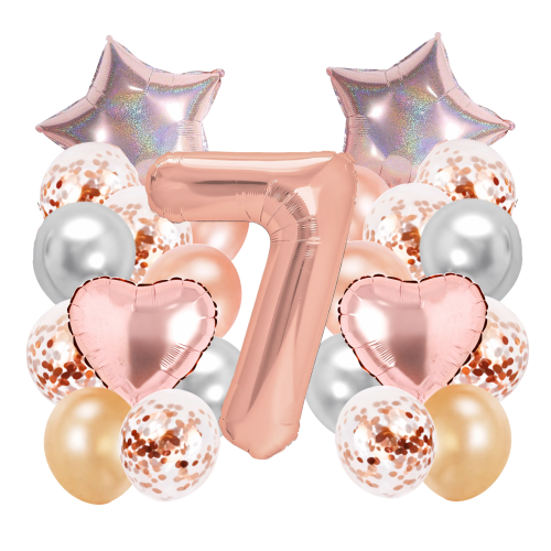 Zestaw dekoracji urodzinowych dla dziewczynki cyfra 0-9 100cm rose gold hel