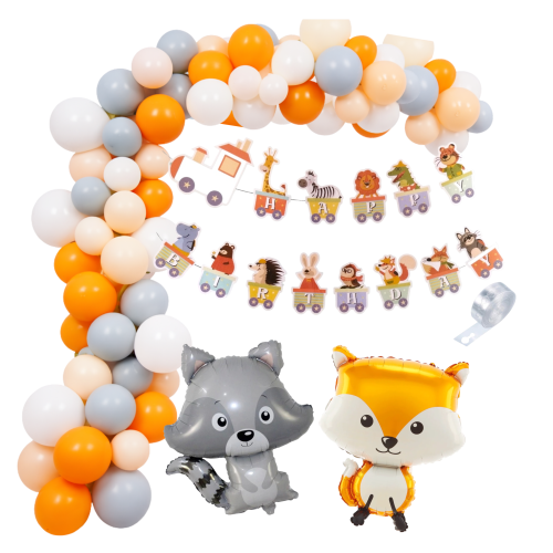 Girlanda balonowa Leśne Zwierzątka Urodziny Roczek Lis Baner Urodzinowy
