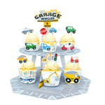 Papilotki na muffinki zestaw toppery Patera AUTA Urodziny Chłopca Budowa