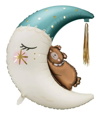 Balon foliowy Miś na księżycu, 80x98 cm, mix.jpg