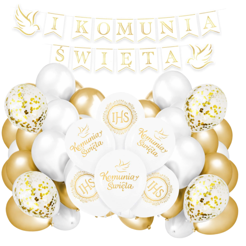 Zestaw balonów na Komunię Świętą Baner Komunijny Balony