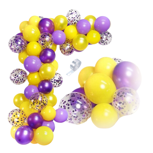 Girlanda balonowa Roczek Urodziny Dziewczynki fioletowo żółta zestaw taśma.png