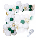 Balony KOMUNIA ŚWIĘTA białe Girlanda balonowa biało zielona zestaw taśma