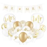 Balony na wesele ROCZNICA ŚLUBU białe dekoracje weselne baner MRS mr flagi