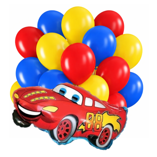 Balony Urodzinowe McQueen Zestaw balonów Auta Balon Samochód Roczek Cars.png