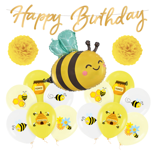Zestaw balonów PSZCZÓŁKI urodziny Pszczelarza Baner Happy Birthday pszczoła