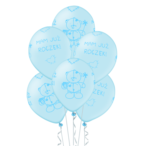 Balony 12cali niebieskie Mam już roczek 100szt 1.png