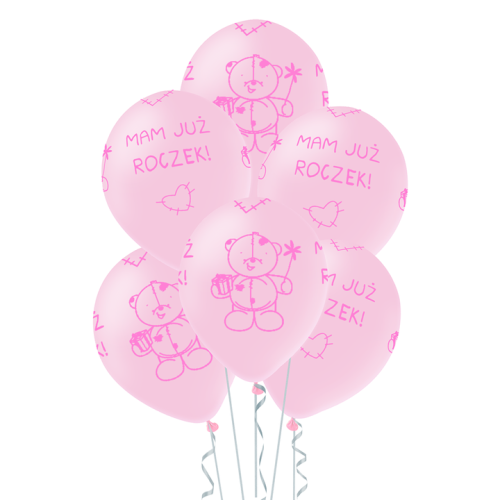 Balony 12cali różowe Mam już roczek 100szt.png