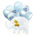 Balony na 1 urodziny Roczek chłopca Słonik Serce błękitne