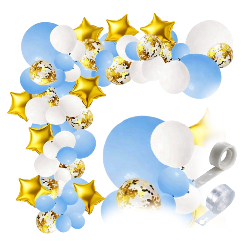 Girlanda balonowa Komunia Święta Chłopca niebiesko złota Chrzest zestaw