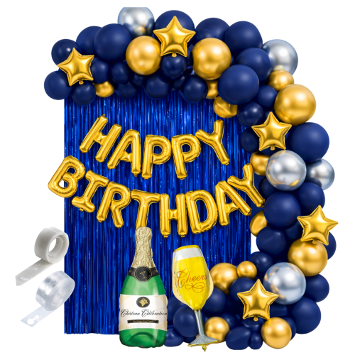 Zestaw balonów Urodziny Girlanda balonowa granatowa ścianka napis tło taśma.png