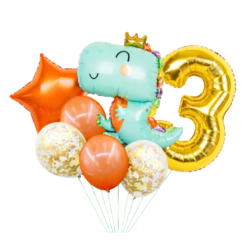 Zestaw Balonów Dinozaur Urodziny Cyfra złota 100cm 0-9 Balony Urodzinowe.png