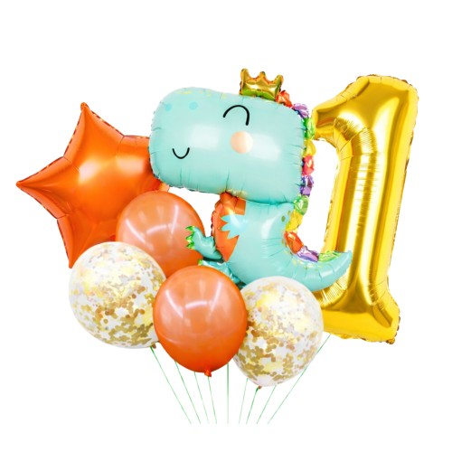 Zestaw Balonów Dinozaur Urodziny Cyfra złota 100cm 0-9 Balony Urodzinowe.png