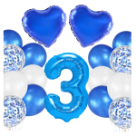 Balony urodziny chłopca chabrowe Zestaw balonów granatowe cyfra gwiazda 0-9