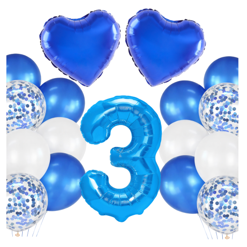 Balony urodziny chłopca chabrowe Zestaw balonów granatowe cyfra gwiazda 0-9