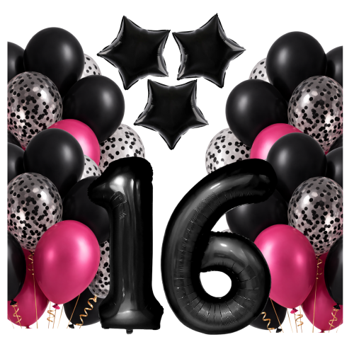 Balony urodzinowe dla KOBIETY Żony Cyfry czarne DOWOLNE 100CM 0-99 FUKSJA.png