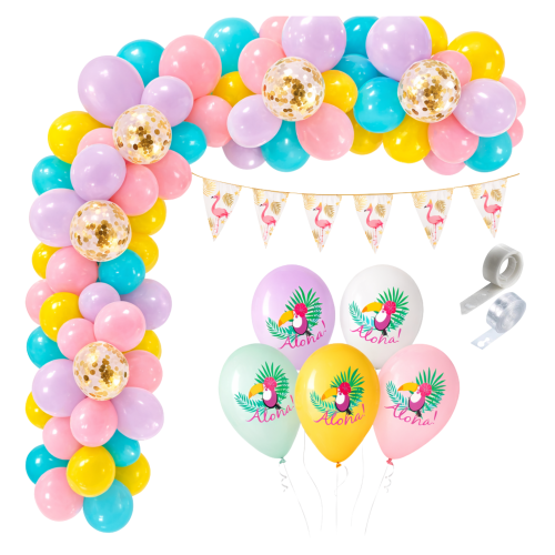Girlanda balonowa Tukan Aloha Hawajskie Urodziny Hawaje Baner Flaming
