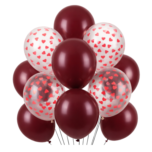 BALONY BORDOWE czerwone z konfetti 13 sztuk DUŻE hel 18stka Rocznica ślubu.png