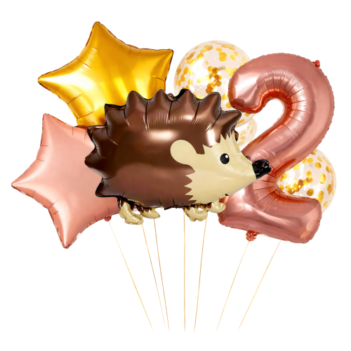 Bukiet balonów z jeżykiem Cyfra 0-9 Dowolna Balony Rose gold.png