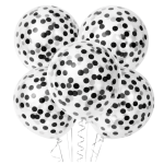 Balony z konfetti czarnym 5 sztuk 30cm Zestaw balonów lateksowych 18stka hel