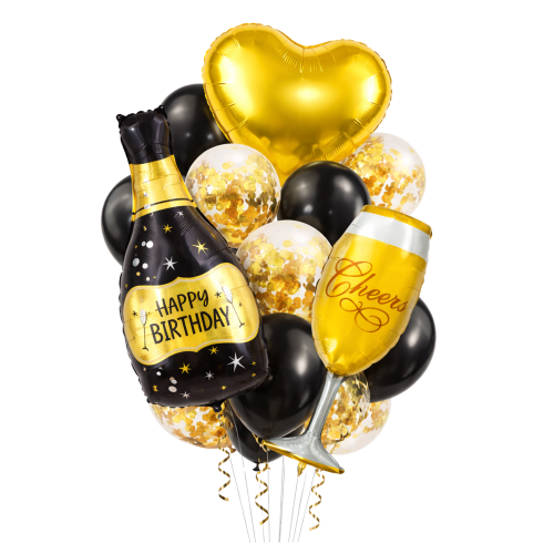 Balony Urodzinowe 18stka Szampan Kieliszek Zestaw balonów PREZENT 30stka