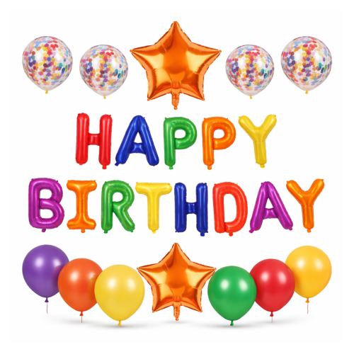 Zestaw balonów urodzinowych napis kolorowy Happy Birthday Balony Roczek.png