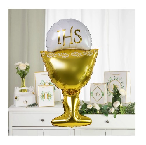 Balon foliowy Kielich z hostią złoto-biały 45cm 1.jpg