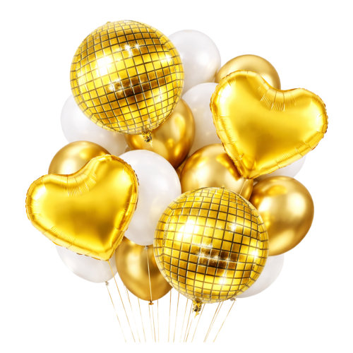 Balony urodzinowe disco KULA serce prezent zestaw balonów na hel Dzień Mamy