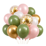 BALONY KOMUNIA ŚWIĘTA zestaw balonów lateksowych oliwkowe różowe Chrzest