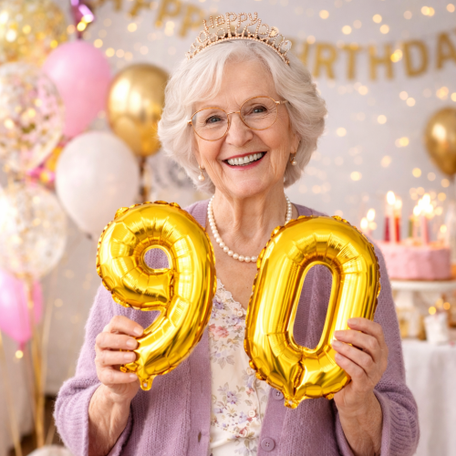 Balon foliowy cyfra 9 złota 40cm numer dziewięć