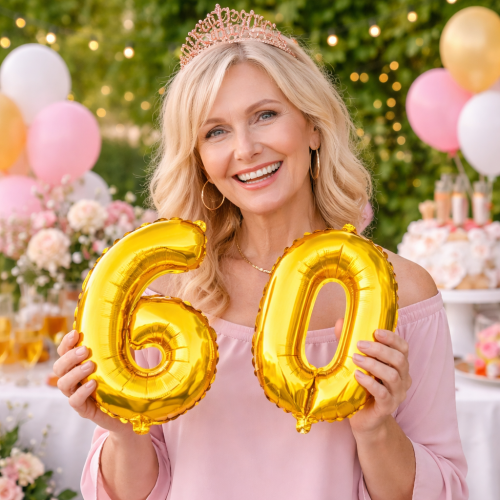 Balon foliowy cyfra 6 złota 40cm numer sześć