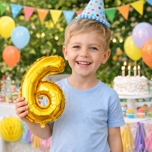 Balon foliowy cyfra 6 złota 40cm numer sześć