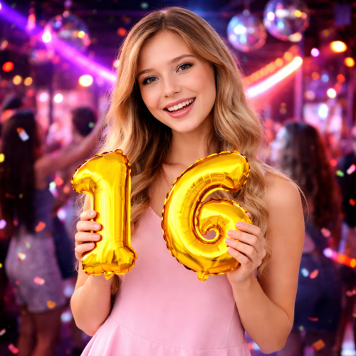 Balon foliowy cyfra 6 złota 40cm numer sześć