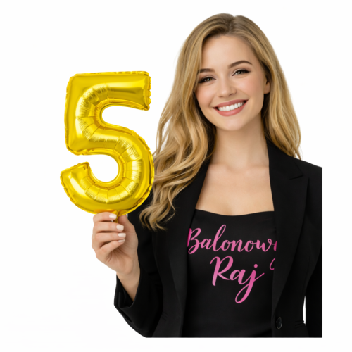 Balon foliowy cyfra 5 złota 40cm numer pięć