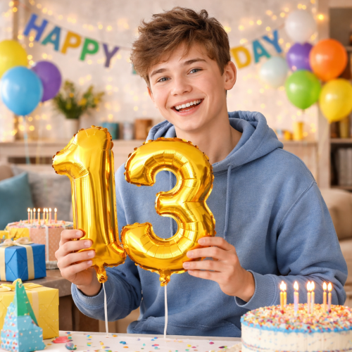 Balon foliowy cyfra 3 złota 40cm numer trzy trzecie