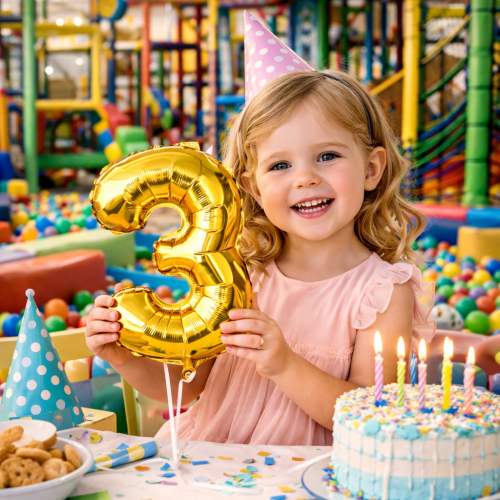 Balon foliowy cyfra 3 złota 40cm numer trzy trzecie