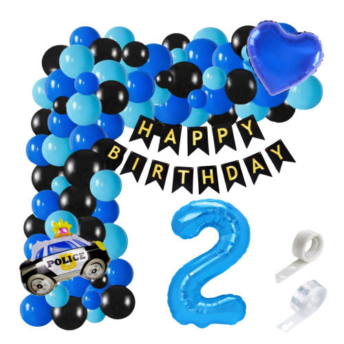 Girlanda balonowa Policja Urodziny Policjanta cyfra 100cm 0-9 HEL Baner
